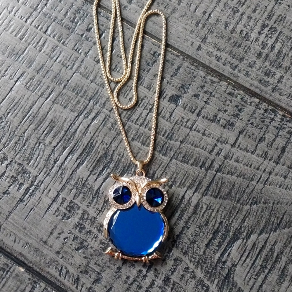 Necklace  Long Crystal  Owl.